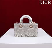 Dior Lady D-Joy Micro Bag Silver-Tone Satin with Gradient Bead Embroidery Size 16 x 9 x 5 cm - 3