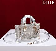 Dior Lady D-Joy Micro Bag Silver-Tone Satin with Gradient Bead Embroidery Size 16 x 9 x 5 cm - 4
