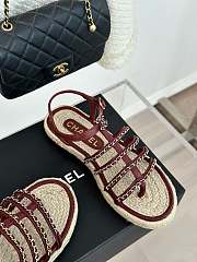 Chanel G45050 Sandals Burgundy Lambskin - 4