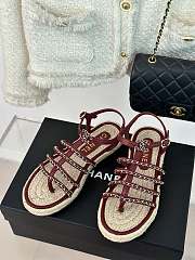 Chanel G45050 Sandals Burgundy Lambskin - 5