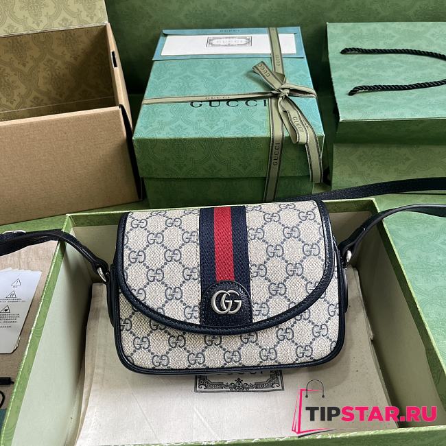 Gucci Ophidia GG Mini Shoulder Bag 772239 Beige & Blue Size 19x13x5 cm - 1