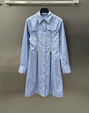 Louis Vuitton Zipper Waist Shirt Dress Ice Blue - 1