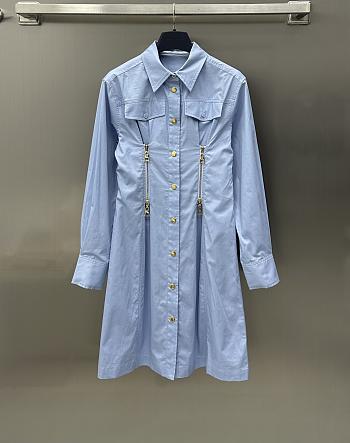 Louis Vuitton Zipper Waist Shirt Dress Ice Blue
