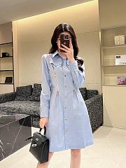 Louis Vuitton Zipper Waist Shirt Dress Ice Blue - 5