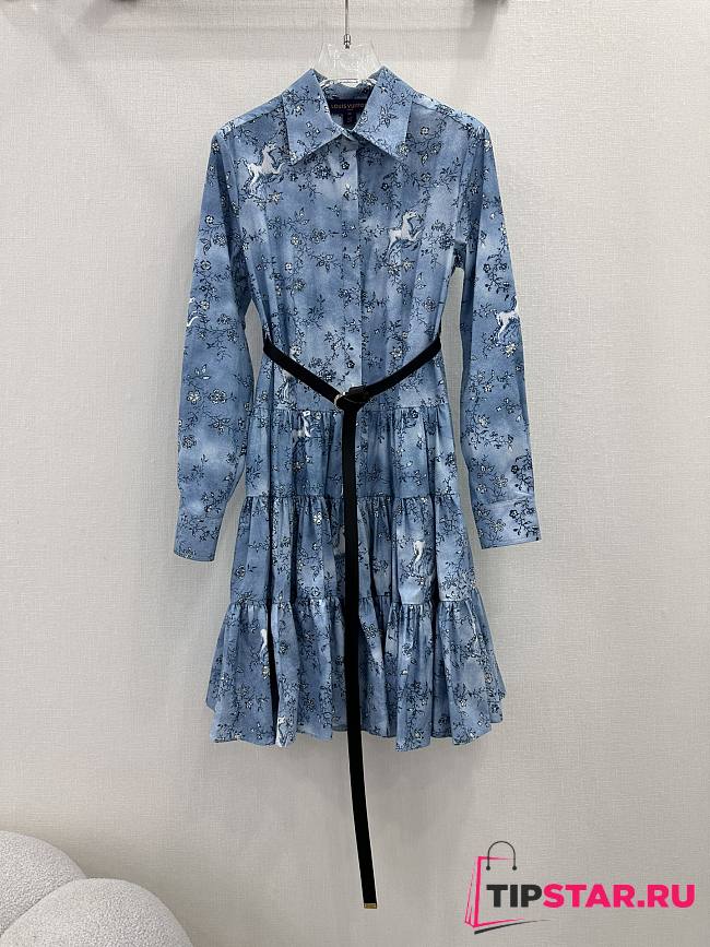 Louis Vuitton Unicorn Print Belted Shirt Dress - 1