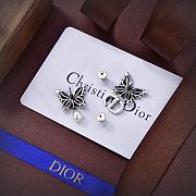 Dior Papillon De Nuit Earrings Antique Silver-Finish Metal with White Resin Pearl and Silver-Tone Crystals - 2