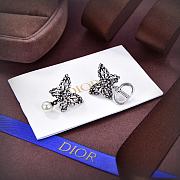 Dior Papillon De Nuit Earrings Antique Silver-Finish Metal with White Resin Pearl and Silver-Tone Crystals - 3
