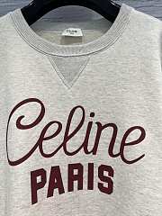 Celine Sweatshirt In Cotton Fleece Beige Melange/Burgundy - 4