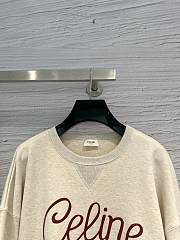 Celine Sweatshirt In Cotton Fleece Beige Melange/Burgundy - 2