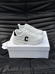 Celine Runner Cr-02 Low Lace-Up Sneaker In Calfskin White / Black - 1