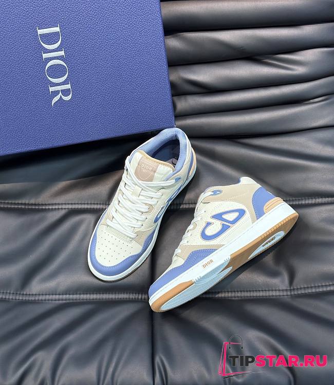 Dior B57 Mid-Top Sneaker Blue and Cream Smooth Calfskin and Beige Suede - 1