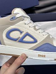 Dior B57 Mid-Top Sneaker Blue and Cream Smooth Calfskin and Beige Suede - 5