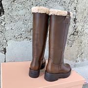 Miumiu Fumé Leather Boots Sienna Brown - 3