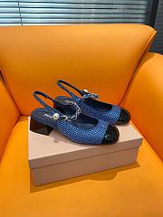 Miumiu Denim And Patent Leather Slingback Pumps With Artificial Crystals - 2