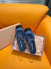 Miumiu Denim And Patent Leather Slingback Pumps With Artificial Crystals - 4