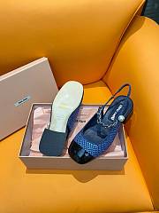 Miumiu Denim And Patent Leather Slingback Pumps With Artificial Crystals - 4