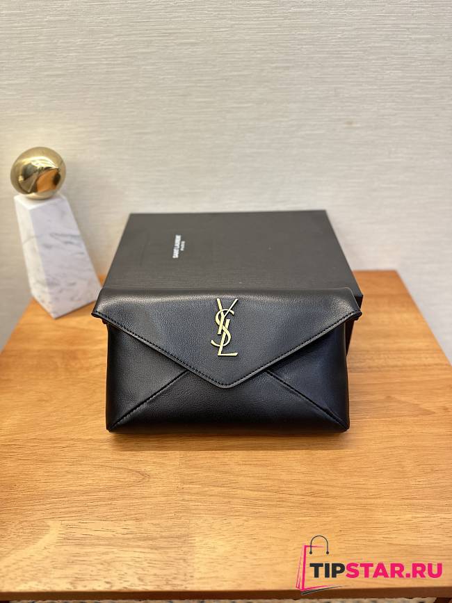 YSL Cassandre Small Envelope Pouch In Lambskin 764931 Black Size 21 X 14 X 3 CM - 1