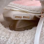 Miumiu Wander Shearling Hobo Bag With Leather Details Ivory White Size 14x17.5x5.5 cm - 5