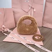 Miumiu Wander Shearling Hobo Bag With Leather Details Caramel Size 14x17.5x5.5 cm - 1