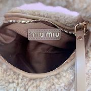 Miumiu Wander Shearling Hobo Bag With Leather Details Caramel Size 14x17.5x5.5 cm - 4