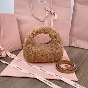 Miumiu Wander Shearling Hobo Bag With Leather Details Caramel Size 14x17.5x5.5 cm - 2