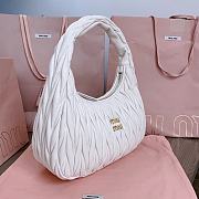 Miumiu Wander Matelassé Nappa Leather Hobo Bag White Size 29x24x9.5cm - 3