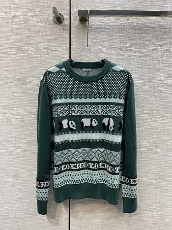 Loewe Sweater In Wool Dark Green/Multicolour