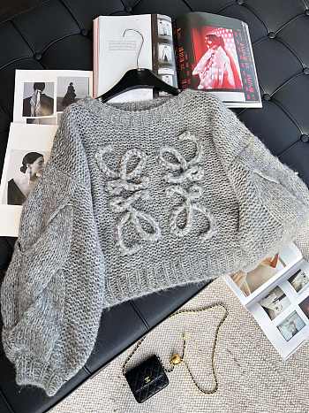 Loewe Anagram Sweater In Mohair Grey Melange
