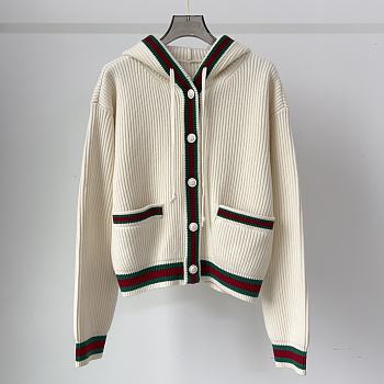 Gucci Rib Stitch Wool Cardigan With Web ‎764690
