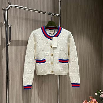 Gucci Felted GG Wool Cardigan With Web 764687