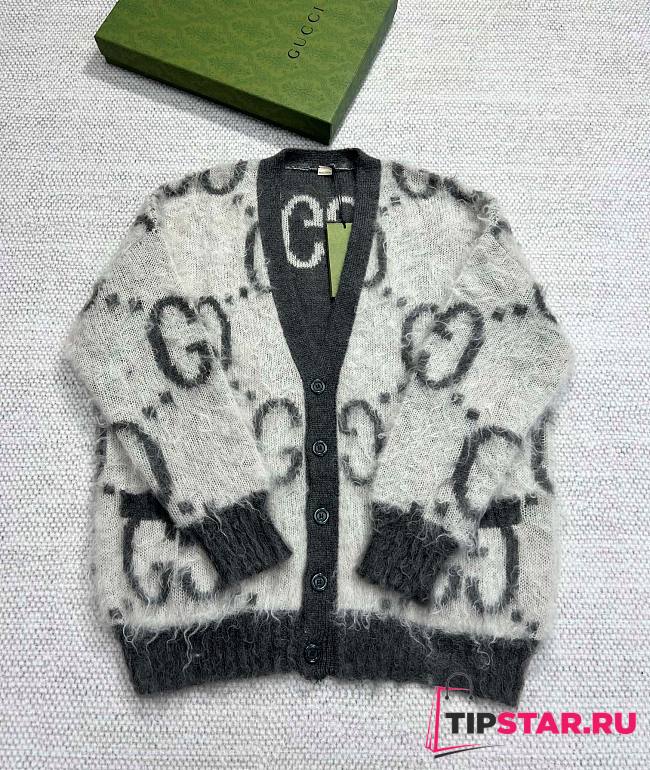 Gucci Reversible Gg Mohair Cardigan Gray 635160 - 1