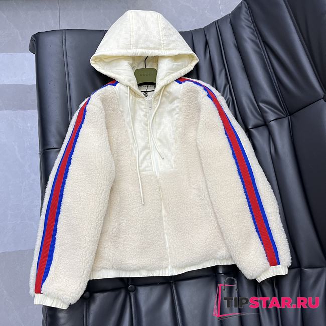 Gucci Fleece Wool Zip Jacket With Web ‎773028 - 1