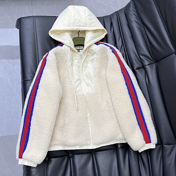 Gucci Fleece Wool Zip Jacket With Web ‎773028