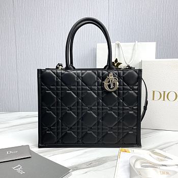 Medium Dior Book Tote Black Macrocannage Calfskin Size 36.5 x 28 x 17.5 cm