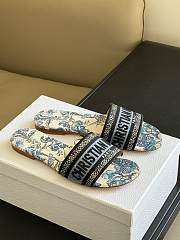 Dior Dway Slide Pastel Midnight Blue Multicolor Embroidered Cotton with Toile de Jouy Mexico Motif - 1