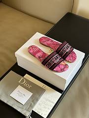 Dior Dway Slide Rani Pink Multicolor Embroidered Cotton with Toile de Jouy Voyage Motif - 1