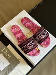 Dior Dway Slide Rani Pink Multicolor Embroidered Cotton with Toile de Jouy Voyage Motif - 2