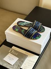 Dior Dway Slide Cobalt Blue Multicolor Embroidered Cotton with Toile de Jouy Voyage Motif - 1