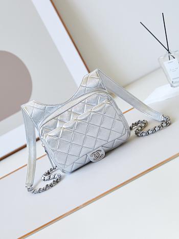 Chanel Backpack Metallic Lambskin & Silver Metal Silver AS4621 Size 19 × 20 × 5.5 cm
