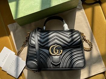 Gucci GG Marmont Small Top Handle Bag Black ‎498110 Size 27*19*10.5cm