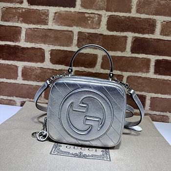 Gucci Blondie Top Handle Bag 744434 Silver Size 17x15x9 cm