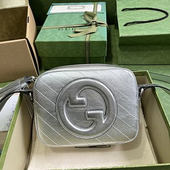 Gucci Blondie Small Shoulder Bag 742360 Silver Size 21x15.5x5 cm