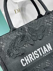 Medium Dior Book Tote Black D-Lace Butterfly Embroidery with 3D Macramé Effect Size 36 x 27.5 x 16.5 cm - 4