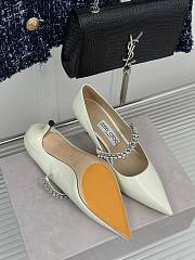 Jimmy Choo Bing Pump 65 Linen Patent Leather Pumps With Crystals White - 4
