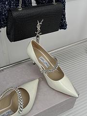 Jimmy Choo Bing Pump 65 Linen Patent Leather Pumps With Crystals White - 2