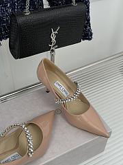 Jimmy Choo Bing Pump 65 Linen Patent Leather Pumps With Crystals Pink - 5