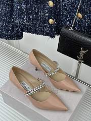 Jimmy Choo Bing Pump 65 Linen Patent Leather Pumps With Crystals Pink - 3