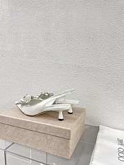 Jimmy Choo Amita Flowers 45 Latte Nappa Leather Sling Back Pumps With Flowers White - 2