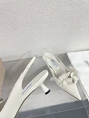 Jimmy Choo Amita Flowers 45 Latte Nappa Leather Sling Back Pumps With Flowers White - 3