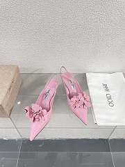 Jimmy Choo Amita Flowers 45 Latte Nappa Leather Sling Back Pumps With Flowers Pink - 5